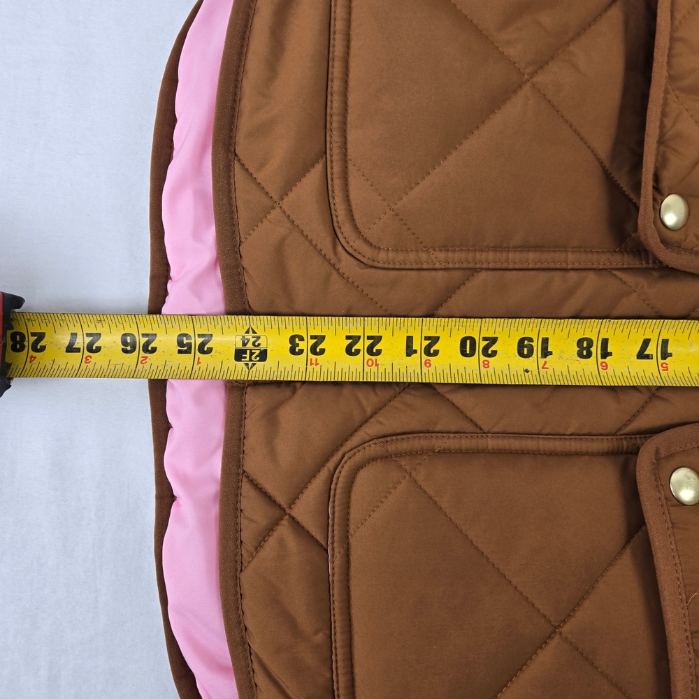 J.Crew Excursion Puffer Quilted Vest NEW XS Brown Pink Lining XS Women's Recycle - Picture 10 of 10